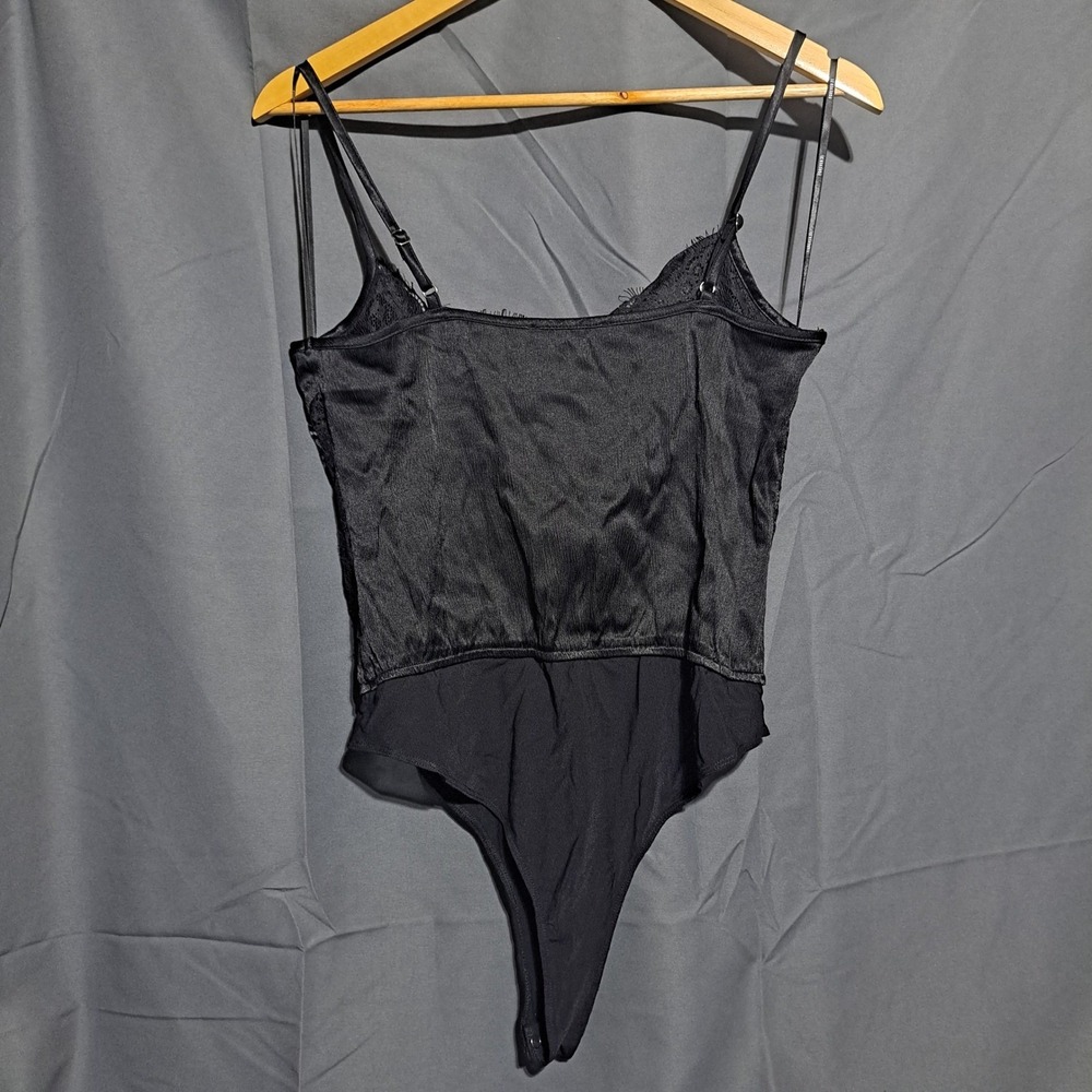 Forever 21 Women's M Black Lace Silk Bodysuit Sexy Nightclub